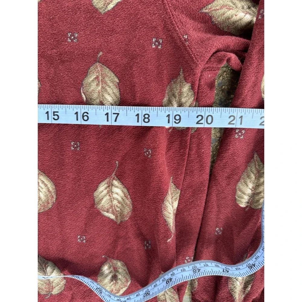 90's Chaps Ralph Lauren Leaf Pattern Polo Long Sleeve Shirt Mens Size L Burgundy